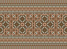 Pixel Cross Stitch pattern with Floral Designs. Traditional cross stitch needlework. Geometric Ethnic pattern, Embroidery, Textile ornamentation, fabric, Hand stitched pattern, Cultural stitching vector