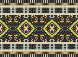 Pixel Embroidery ethnic pattern, Vector Geometric ornate background, Cross stitch retro zigzag style, pattern knitting continuous, Design for textile, fabric, ceramic, digital print