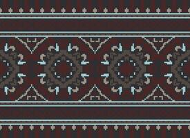 Cross Stitch Border. Embroidery Cross Stitch. Ethnic Patterns. Geometric Ethnic Indian pattern. Native Ethnic pattern.Texture Textile Fabric Clothing Knitwear print. Pixel Horizontal Seamless Vector. vector