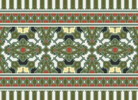 Pixel Ethnic pattern vector background. seamless pattern traditional, Design for background, wallpaper, Batik, fabric, carpet, clothing, wrapping, and textile.ethnic pattern Vector illustration.