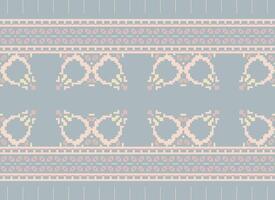Pixel Ethnic pattern vector background. seamless pattern traditional, Design for background, wallpaper, Batik, fabric, carpet, clothing, wrapping, and textile.ethnic pattern Vector illustration.