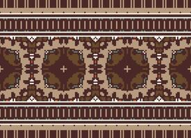 Pixel Embroidery ethnic pattern, Vector Geometric ornate background, Cross stitch retro zigzag style, pattern knitting continuous, Design for textile, fabric, ceramic, digital print