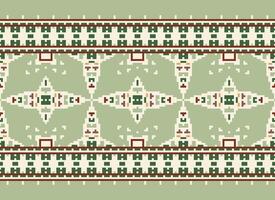 Cross Stitch Border. Embroidery Cross Stitch. Ethnic Patterns. Geometric Ethnic Indian pattern. Native Ethnic pattern.Texture Textile Fabric Clothing Knitwear print. Pixel Horizontal Seamless Vector. vector