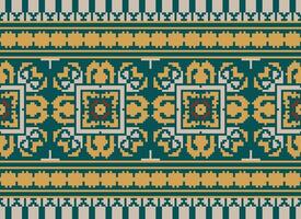 Pixel Embroidery ethnic pattern, Vector Geometric ornate background, Cross stitch retro zigzag style, pattern knitting continuous, Design for textile, fabric, ceramic, digital print