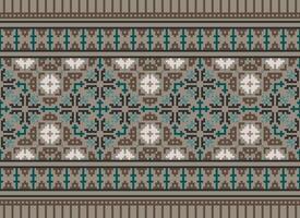 geométrico patrones de moderno elegante textura. fronteras en el formar de un píxel ornamento para bordado, cerámico losas y textil interior diseño elementos. sin costura ilustración vector