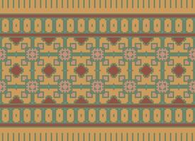 Pixel Ethnic pattern vector background. seamless pattern traditional, Design for background, wallpaper, Batik, fabric, carpet, clothing, wrapping, and textile.ethnic pattern Vector illustration.