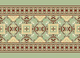 Pixel Ethnic pattern vector background. seamless pattern traditional, Design for background, wallpaper, Batik, fabric, carpet, clothing, wrapping, and textile.ethnic pattern Vector illustration.