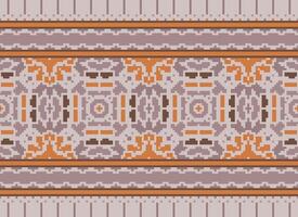 Pixel Ethnic pattern vector background. seamless pattern traditional, Design for background, wallpaper, Batik, fabric, carpet, clothing, wrapping, and textile.ethnic pattern Vector illustration.