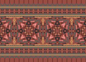 Pixel Ethnic pattern vector background. seamless pattern traditional, Design for background, wallpaper, Batik, fabric, carpet, clothing, wrapping, and textile.ethnic pattern Vector illustration.