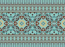 Pixel Ethnic pattern vector background. seamless pattern traditional, Design for background, wallpaper, Batik, fabric, carpet, clothing, wrapping, and textile.ethnic pattern Vector illustration.
