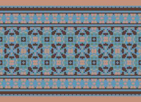 Pixel Ethnic pattern vector background. seamless pattern traditional, Design for background, wallpaper, Batik, fabric, carpet, clothing, wrapping, and textile.ethnic pattern Vector illustration.