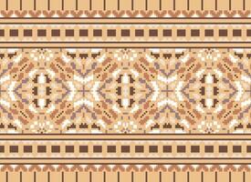 Pixel Ethnic pattern vector background. seamless pattern traditional, Design for background, wallpaper, Batik, fabric, carpet, clothing, wrapping, and textile.ethnic pattern Vector illustration.