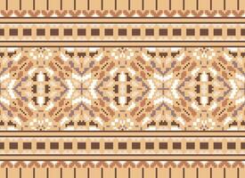 Pixel Ethnic pattern vector background. seamless pattern traditional, Design for background, wallpaper, Batik, fabric, carpet, clothing, wrapping, and textile.ethnic pattern Vector illustration.