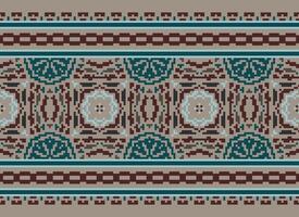 Pixel Ethnic pattern vector background. seamless pattern traditional, Design for background, wallpaper, Batik, fabric, carpet, clothing, wrapping, and textile.ethnic pattern Vector illustration.