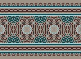 Pixel Ethnic pattern vector background. seamless pattern traditional, Design for background, wallpaper, Batik, fabric, carpet, clothing, wrapping, and textile.ethnic pattern Vector illustration.