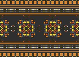 Pixel Ethnic pattern vector background. seamless pattern traditional, Design for background, wallpaper, Batik, fabric, carpet, clothing, wrapping, and textile.ethnic pattern Vector illustration.