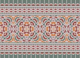 Pixel Ethnic pattern vector background. seamless pattern traditional, Design for background, wallpaper, Batik, fabric, carpet, clothing, wrapping, and textile.ethnic pattern Vector illustration.