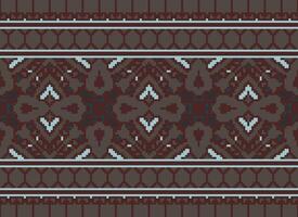 Pixel Ethnic pattern vector background. seamless pattern traditional, Design for background, wallpaper, Batik, fabric, carpet, clothing, wrapping, and textile.ethnic pattern Vector illustration.