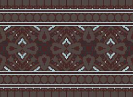 Pixel Ethnic pattern vector background. seamless pattern traditional, Design for background, wallpaper, Batik, fabric, carpet, clothing, wrapping, and textile.ethnic pattern Vector illustration.