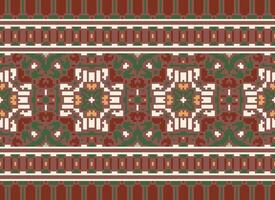 Nature vintages cross stitch traditional ethnic pattern paisley flower Ikat background abstract Aztec African Indonesian Indian seamless pattern for fabric print cloth dress carpet curtains and sarong vector