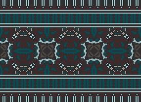 Pixel Ethnic pattern vector background. seamless pattern traditional, Design for background, wallpaper, Batik, fabric, carpet, clothing, wrapping, and textile.ethnic pattern Vector illustration.