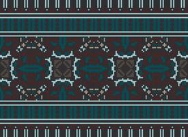 Pixel Ethnic pattern vector background. seamless pattern traditional, Design for background, wallpaper, Batik, fabric, carpet, clothing, wrapping, and textile.ethnic pattern Vector illustration.