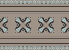 Pixel Ethnic pattern vector background. seamless pattern traditional, Design for background, wallpaper, Batik, fabric, carpet, clothing, wrapping, and textile.ethnic pattern Vector illustration.