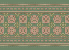 Pixel Ethnic pattern vector background. seamless pattern traditional, Design for background, wallpaper, Batik, fabric, carpet, clothing, wrapping, and textile.ethnic pattern Vector illustration.