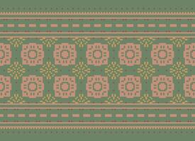 Pixel Ethnic pattern vector background. seamless pattern traditional, Design for background, wallpaper, Batik, fabric, carpet, clothing, wrapping, and textile.ethnic pattern Vector illustration.