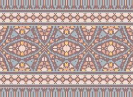 Pixel Ethnic pattern vector background. seamless pattern traditional, Design for background, wallpaper, Batik, fabric, carpet, clothing, wrapping, and textile.ethnic pattern Vector illustration.