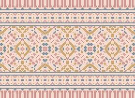 Pixel Ethnic pattern vector background. seamless pattern traditional, Design for background, wallpaper, Batik, fabric, carpet, clothing, wrapping, and textile.ethnic pattern Vector illustration.