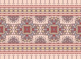 Pixel Ethnic pattern vector background. seamless pattern traditional, Design for background, wallpaper, Batik, fabric, carpet, clothing, wrapping, and textile.ethnic pattern Vector illustration.