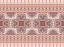 Pixel Ethnic pattern vector background. seamless pattern traditional, Design for background, wallpaper, Batik, fabric, carpet, clothing, wrapping, and textile.ethnic pattern Vector illustration.