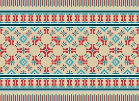 Geometric patterns of modern stylish texture. Borders in the form of a pixel ornament for embroidery, ceramic tiles and textile interior design elements. Seamless illustration vector