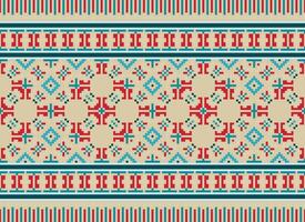 Geometric patterns of modern stylish texture. Borders in the form of a pixel ornament for embroidery, ceramic tiles and textile interior design elements. Seamless illustration vector