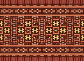 Pixel Ethnic pattern vector background. seamless pattern traditional, Design for background, wallpaper, Batik, fabric, carpet, clothing, wrapping, and textile.ethnic pattern Vector illustration.