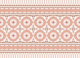 A Floral pixel art pattern on grey background.geometric ethnic oriental embroidery vector illustration. pixel style, abstract background, cross stitch.design for texture, fabric, cloth, scarf, print