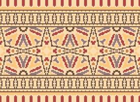 Cross Stitch Border. Embroidery Cross Stitch. Ethnic Patterns. Geometric Ethnic Indian pattern. Native Ethnic pattern.Texture Textile Fabric Clothing Knitwear print. Pixel Horizontal Seamless Vector. vector