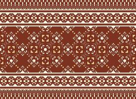 Pixel Ethnic pattern vector background. seamless pattern traditional, Design for background, wallpaper, Batik, fabric, carpet, clothing, wrapping, and textile.ethnic pattern Vector illustration.