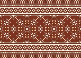 Pixel Ethnic pattern vector background. seamless pattern traditional, Design for background, wallpaper, Batik, fabric, carpet, clothing, wrapping, and textile.ethnic pattern Vector illustration.