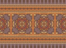 Cross Stitch Border. Embroidery Cross Stitch. Ethnic Patterns. Geometric Ethnic Indian pattern. Native Ethnic pattern.Texture Textile Fabric Clothing Knitwear print. Pixel Horizontal Seamless Vector. vector