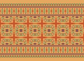 A Floral pixel art pattern on grey background.geometric ethnic oriental embroidery vector illustration. pixel style, abstract background, cross stitch.design for texture, fabric, cloth, scarf, print