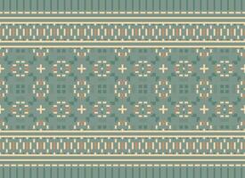 A Floral pixel art pattern on grey background.geometric ethnic oriental embroidery vector illustration. pixel style, abstract background, cross stitch.design for texture, fabric, cloth, scarf, print