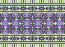 Cross Stitch Embroidery. Ethnic Patterns. Native Style. Traditional Design for texture, textile, fabric, clothing, Knitwear, print. Geometric Pixel Horizontal Seamless Vector. vector