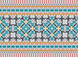 Geometric patterns of modern stylish texture. Borders in the form of a pixel ornament for embroidery, ceramic tiles and textile interior design elements. Seamless illustration vector