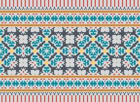 Geometric patterns of modern stylish texture. Borders in the form of a pixel ornament for embroidery, ceramic tiles and textile interior design elements. Seamless illustration vector