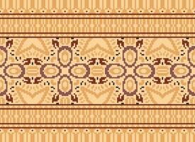 Cross Stitch Border. Embroidery Cross Stitch. Ethnic Patterns. Geometric Ethnic Indian pattern. Native Ethnic pattern.Texture Textile Fabric Clothing Knitwear print. Pixel Horizontal Seamless Vector. vector