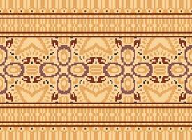 Cross Stitch Border. Embroidery Cross Stitch. Ethnic Patterns. Geometric Ethnic Indian pattern. Native Ethnic pattern.Texture Textile Fabric Clothing Knitwear print. Pixel Horizontal Seamless Vector. vector