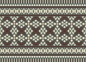 Cross Stitch Border. Embroidery Cross Stitch. Ethnic Patterns. Geometric Ethnic Indian pattern. Native Ethnic pattern.Texture Textile Fabric Clothing Knitwear print. Pixel Horizontal Seamless Vector. vector