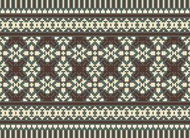 Cross Stitch Border. Embroidery Cross Stitch. Ethnic Patterns. Geometric Ethnic Indian pattern. Native Ethnic pattern.Texture Textile Fabric Clothing Knitwear print. Pixel Horizontal Seamless Vector. vector